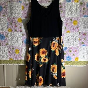 Moyabo Black and Sunflower summer Print Dress Sz 2XL
